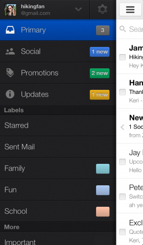 iPhone-App von  Gmail mit Kategorisierung (Bild: Google)