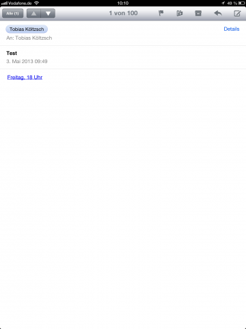 IOS-Nutzer kennen eine vergleichbare Funktion schon länger. Wochentage und Uhrzeiten werden wie ein Link dargestellt. (Screenshot: Golem.de)