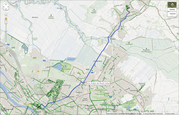 Google Maps mit Fahrradnavigation (Bild: Google)