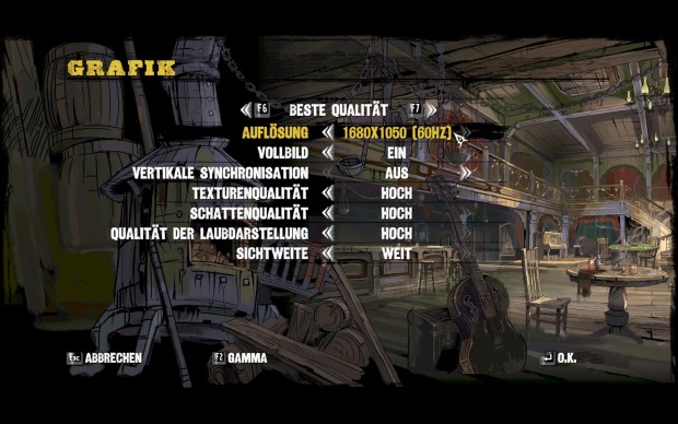 Das Grafikmenü der PC-Fassung