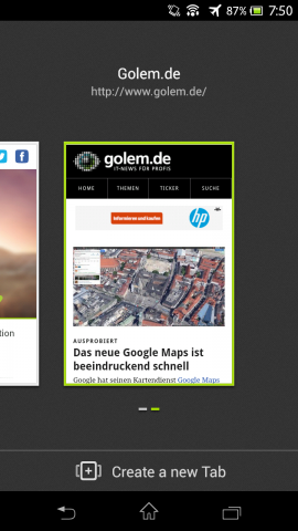 Next Browser - Tab-Übersicht (Bild: Golem.de)