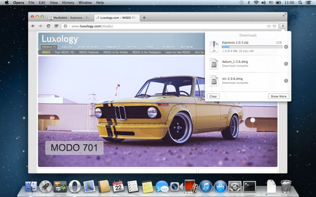 Download-Menü in Opera 15