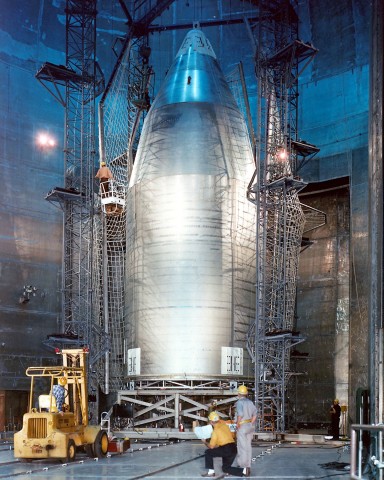 Skylab im Bau: Die Station war eine umgebaute Raketenstufe. (Foto: Nasa)