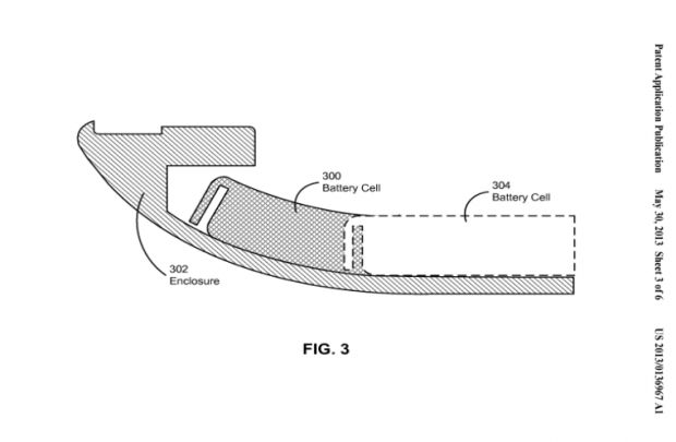 Gew&ouml;lbter Akku von Apple (Bild: US-Patent- und Markenamt)