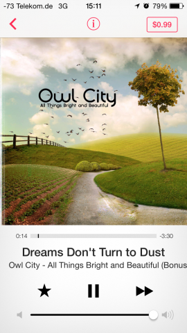 Apples iTunes Radio mit Kaufoption (Screenshot: Golem.de)