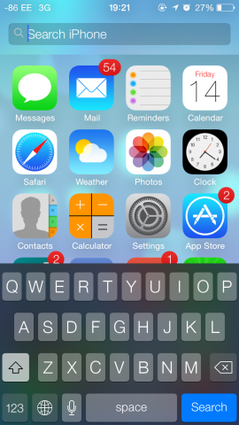 Ein Wisch nach unten, und die Suche wird ge&ouml;ffnet. (Screenshot: Golem.de)