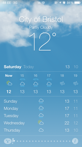 Es wird b&ouml;ig laut der Wetter-App. (Screenshot: Golem.de)