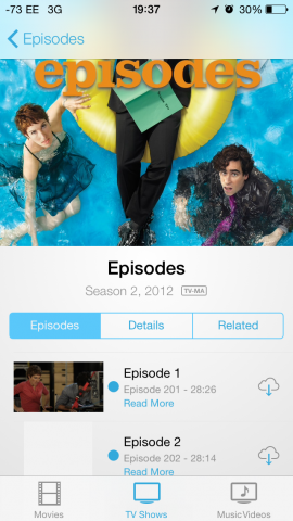 Diese Serie wird angezeigt, obwohl sie nicht auf dem iPhone gespeichert ist. (Screenshot: Golem.de)
