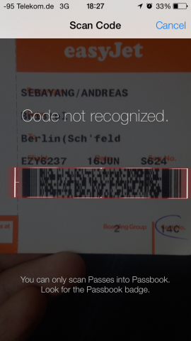 Passbook mit Scanfunktion (Screenshot: Golem.de)