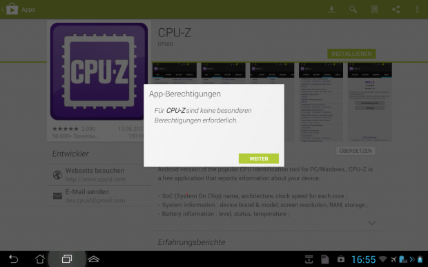 CPU-Z erfordert keine speziellen Berechtigungen.
