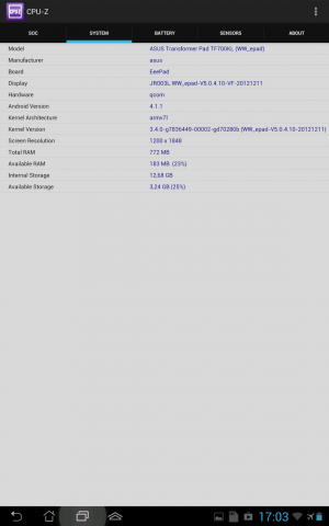 ... die Speicherbelegung und Modul-Version...