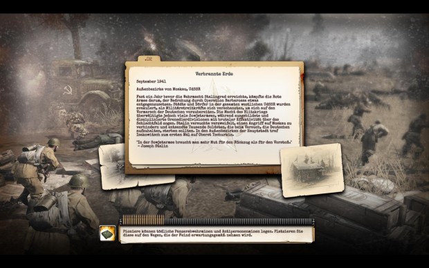 Vor jeder Mission erklärt ein kurzer Text den historischen Hintergrund.