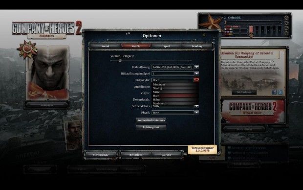 Das Grafikmenü bietet zahlreiche Optionen und eine gut funktionierende Auto-Erkennung.