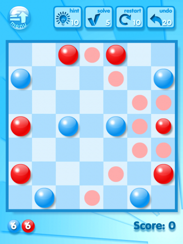 Das Spiel zeigt automatisch an, wo welche Murmel hinbewegt werden kann.