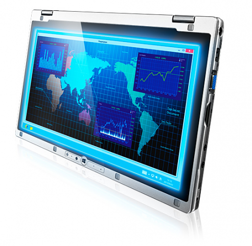 Mit umgeklapptem Display kann das AX3 als Windows-Tablet genutzt werden. (Bild: Panasonic)