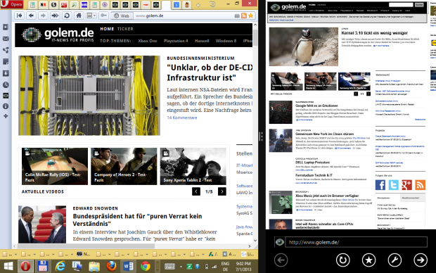... deutet an, wo die App landet. In diesem Fall auf dem rechten Bildschirm. (Screenshot: Golem.de)