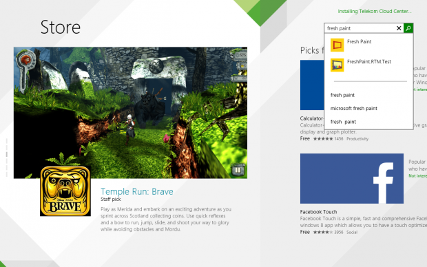 Der überarbeitete Store wirkt nun einladender. Rechts die integrierte Suche ohne die Charms-Seitenleiste (Screenshot: Golem.de)