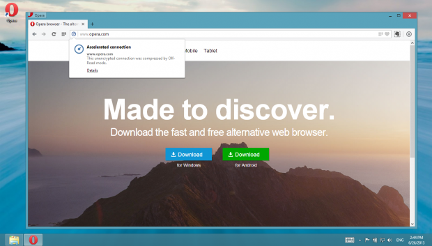 Opera 15 mit aktiviertem Off Road (Quelle: Opera Software)