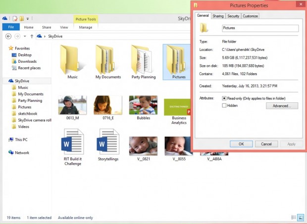 Skydrive in Windows 8.1