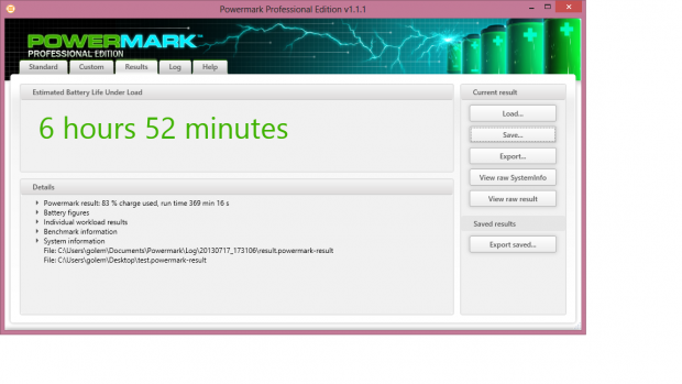 6 bis 7 Stunden Laufzeit sind bei leichten Arbeiten möglich. (Screenshot: Golem.de)
