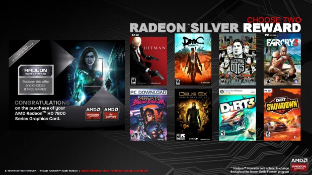 Silber gibt es beim Kauf einer beliebigen Radeon HD 78x0. Zwei Titel sind aktivierbar. (Bild: AMD)