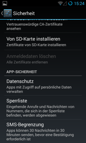 Mit der Sperrliste können Anrufe und SMS blockiert werden. (Screenshot: Golem.de)