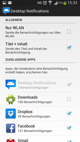 In den Einstellungen kann der Nutzer bei ungew&uuml;nschten Apps die Benachrichtigungsfunktion deaktivieren. (Screenshot: Golem.de)