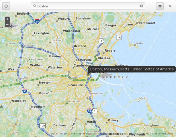 Das neue Gnome Maps nutzt Kartenmaterial aus dem Open-Street-Map-Projekt.
