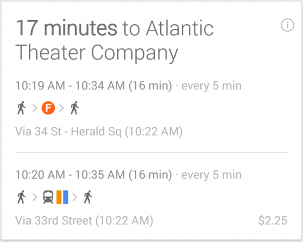 Die Nahverkehrskarte zeigt dem Nutzer künftig an, wann der letzte Bus oder Zug nach Hause fährt. (Bild: Google)