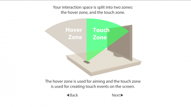 Diese ist in zwei Zonen unterteilt, wodurch verschiedene Gesten interpretiert werden. (Screenshot: Golem.de)