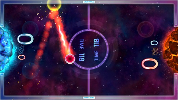 Air Hockey bietet unter anderem die Weltraumoberfläche. (Screenshot: Golem.de)