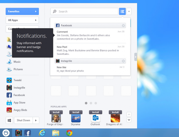 Pokki Menu für Windows 8 (Quelle: Sweetlabs)