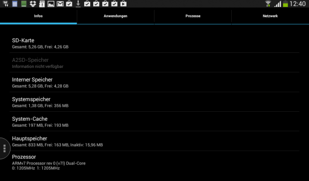 Der Speicherplatz von 8 GByte ist sehr knapp bemessen. (Screenshot: Golem.de)