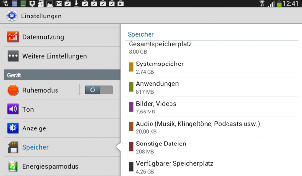 Für Anwendungen und persönliche Daten bleibt wenig Platz. (Screenshot: Golem.de)