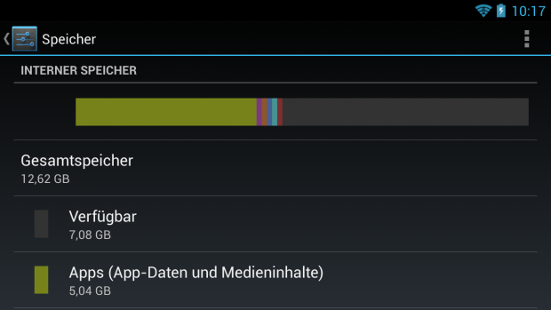 Der integrierte Speicher fasst 12 GByte. (Screenshot: Golem.de)