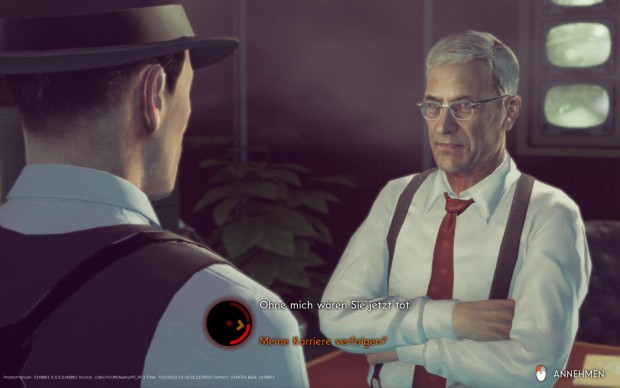 Im Gespräch mit Direktor Faulke kann Carter aus mehreren Antworten wählen - die er aber meist einfach nacheinander abarbeitet.