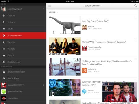 Youtube-App f&uuml;r iOS (Quelle: Google)