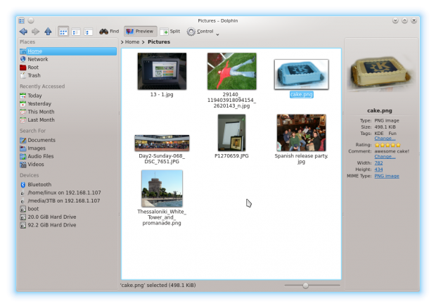 Durch die Optimierungen an Nepomuk werden Metadaten in Dolphin schneller angezeigt. (Bild: KDE)