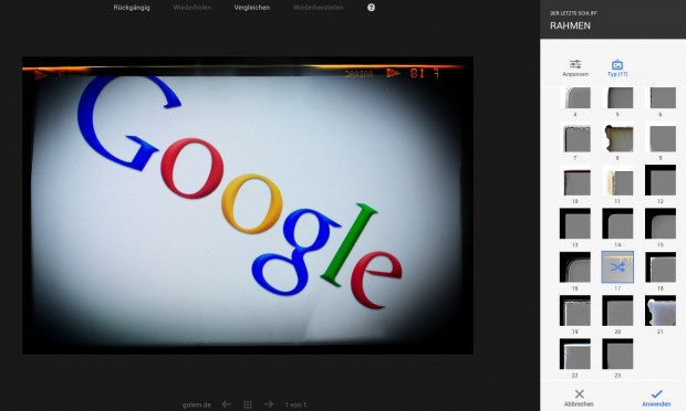 Google Plus: Bildbearbeitung im Browser (Bild: Andreas Donath)