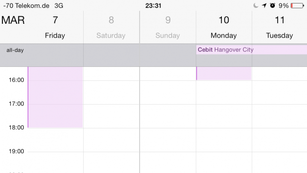 Gekipptes iPhone und der Kalender (Screenshot: Golem.de)