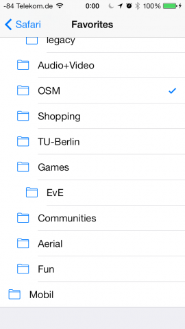 ...lässt sich ein Ordner für die Startbookmarks definieren. (Screenshot: Golem.de)