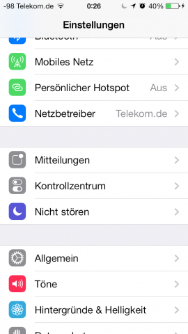 Einstellungen von iOS 7 (Screenshot: Golem.de)