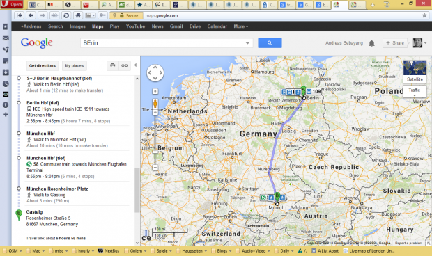 Wir wollen vom Flughafen Tegel in Berlin nach München zum Gasteig - und zwar nicht auf dem Luftweg. (Screenshot: Golem.de)