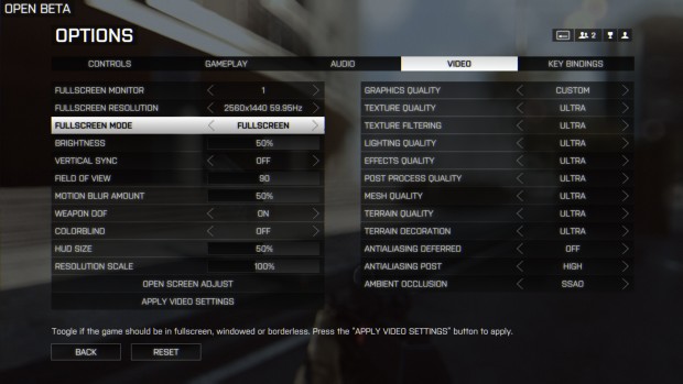 Das Grafikmenü von Battlefield 4 samt SSAA-Schalter. (Screenshot: Marc Sauter/Golem.de)