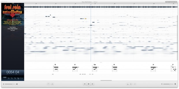Die Töne einzelner Instrumente können markiert und als Tabulatur dargestellt werden. (Screenshot: Golem.de)