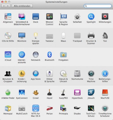 Systemeinstellungen von Mac OS X 10.9 (Screenshot: Golem.de)