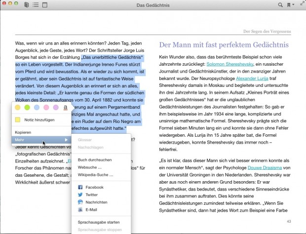 iBooks mit Zitier-Funktion (Screenshot: Golem.de)