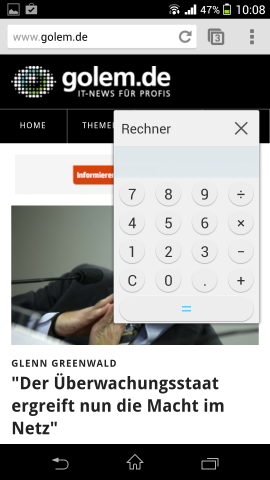 Die kleinen Programme können Nutzer parallel zu anderen Apps nutzen und auf dem Startbildschirm verschieben. (Screenshot: Golem.de)