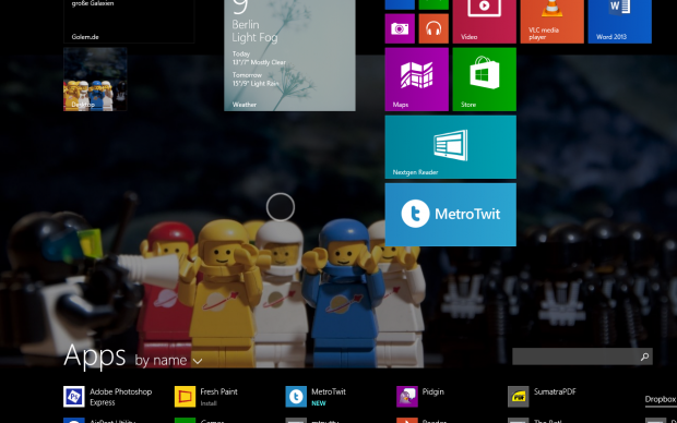 Startbildschirm und Startmenü sind jetzt stärker miteinander verbunden. (Screenshot: Golem.de)