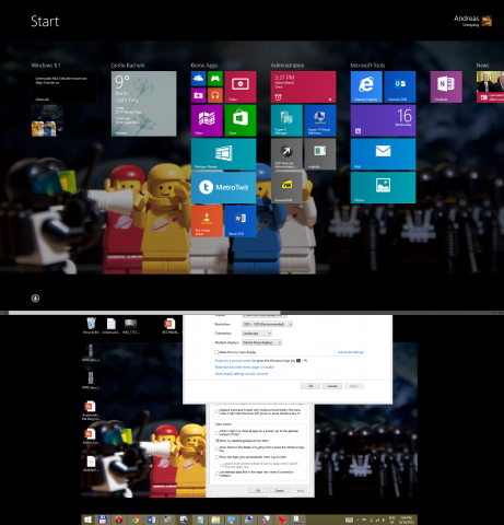 Hier benutzen wir den Startbildschirm auf dem Sekundärbildschirm, ...(Screenshot: Golem.de)